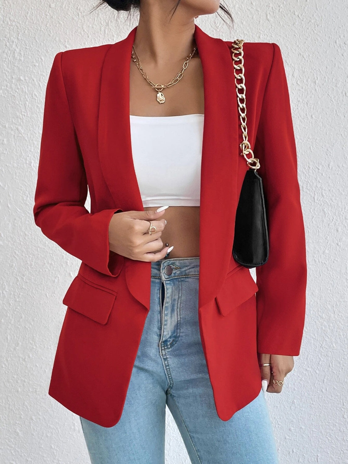 Shawl Collar Long Sleeve Blazer